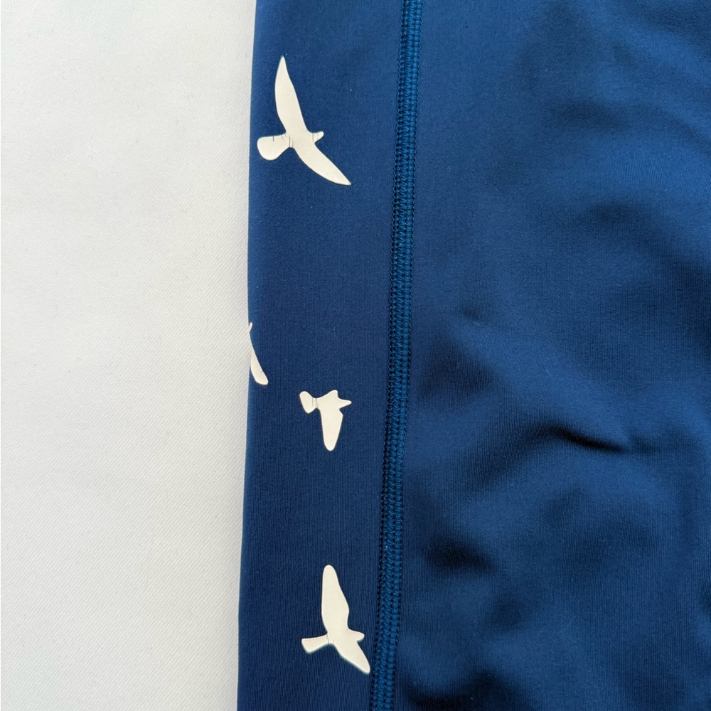 Oiselle Blue Cropped Leggings with Bird Design - Picture 2 of 5